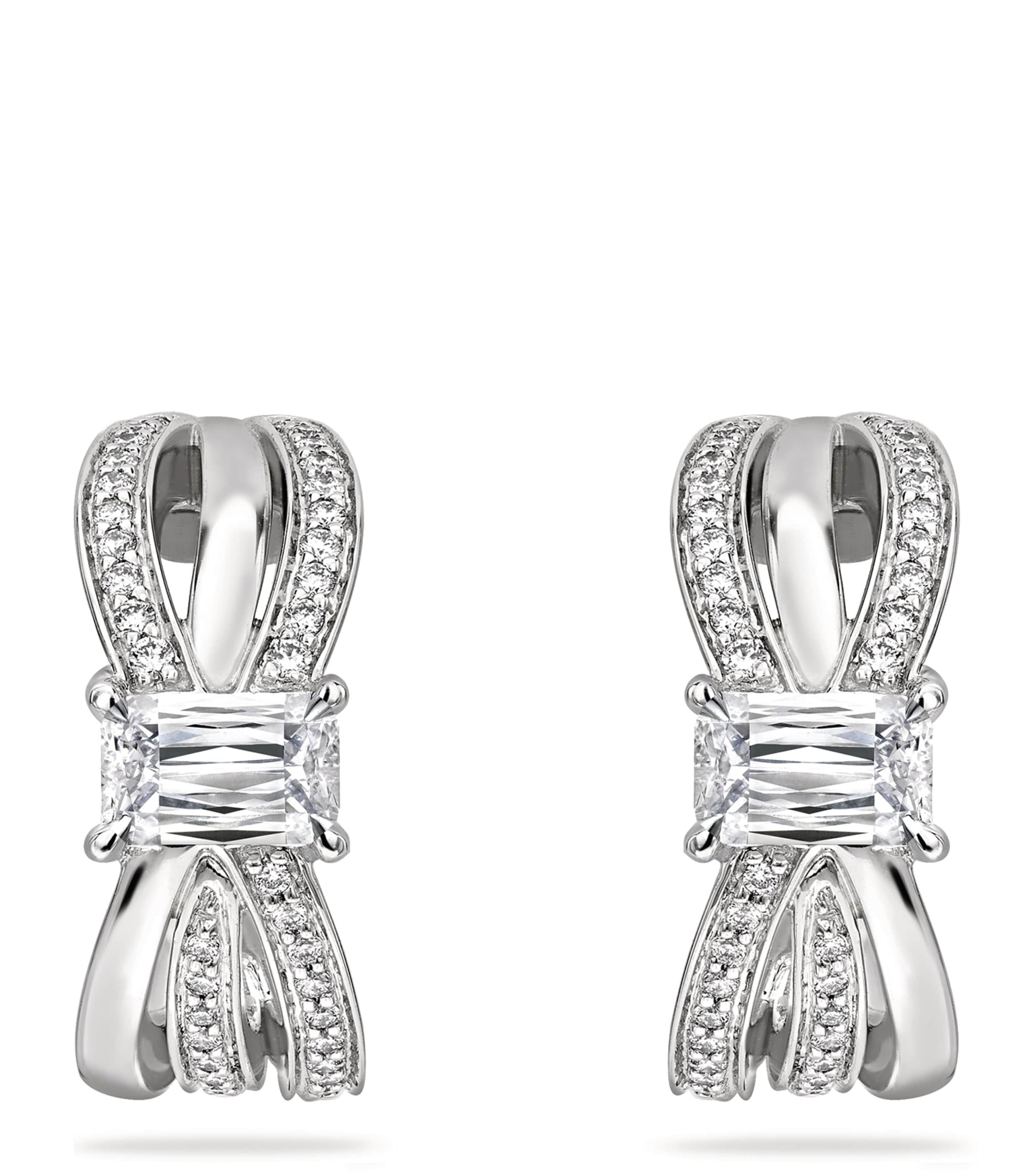 Boodles Platinum And Diamond Ribbons Earrings In Silver