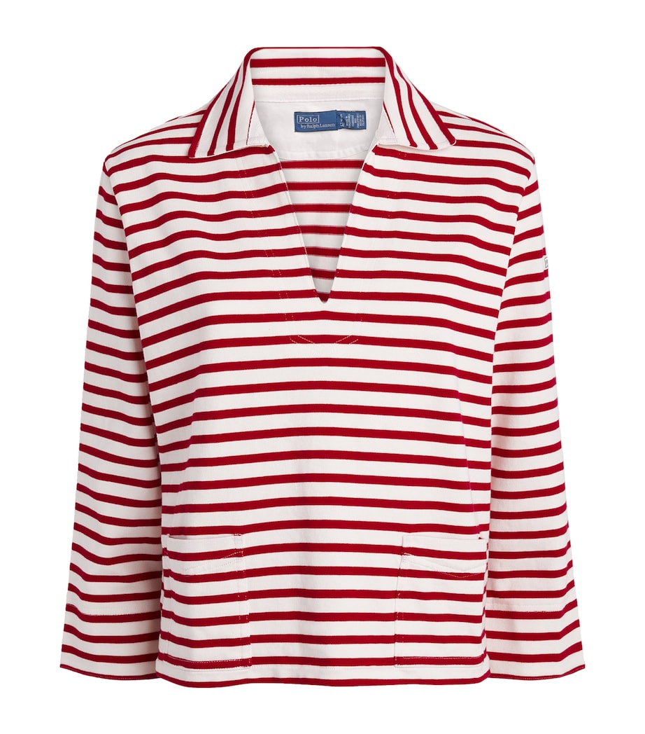 Polo Ralph Lauren Womens Cotton Stripe Rugby Shirt Rd/dckwsh Wht Image 1