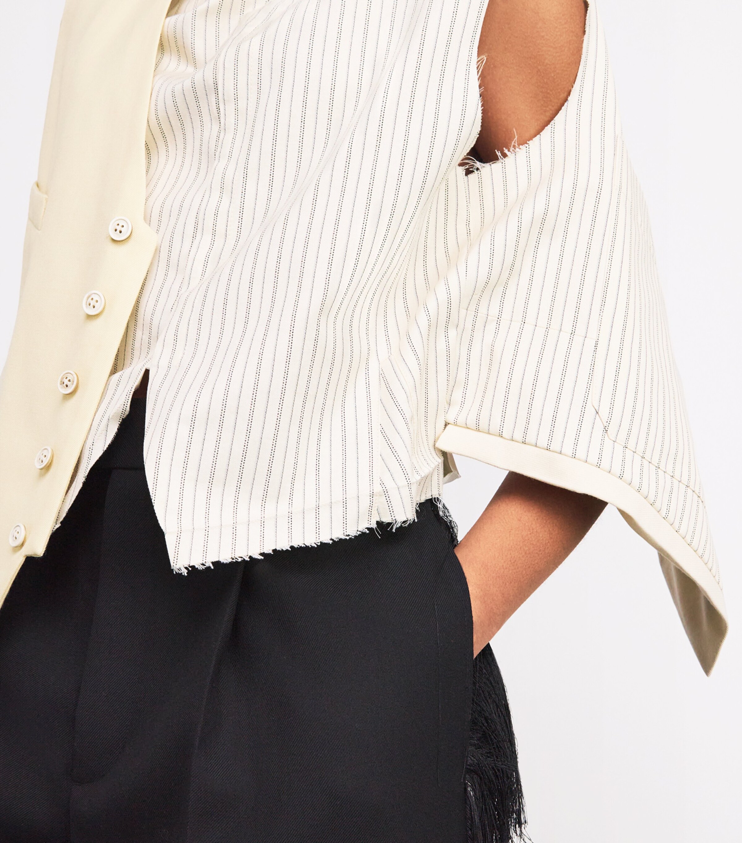 Wool Distressed Waistcoat ECRU 105 Image 7