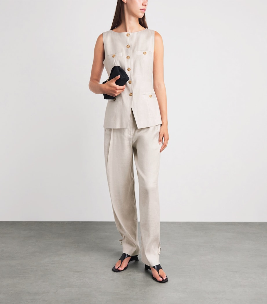 Toccin Womens Linen-Blend Elowen Trousers Desert Image 2