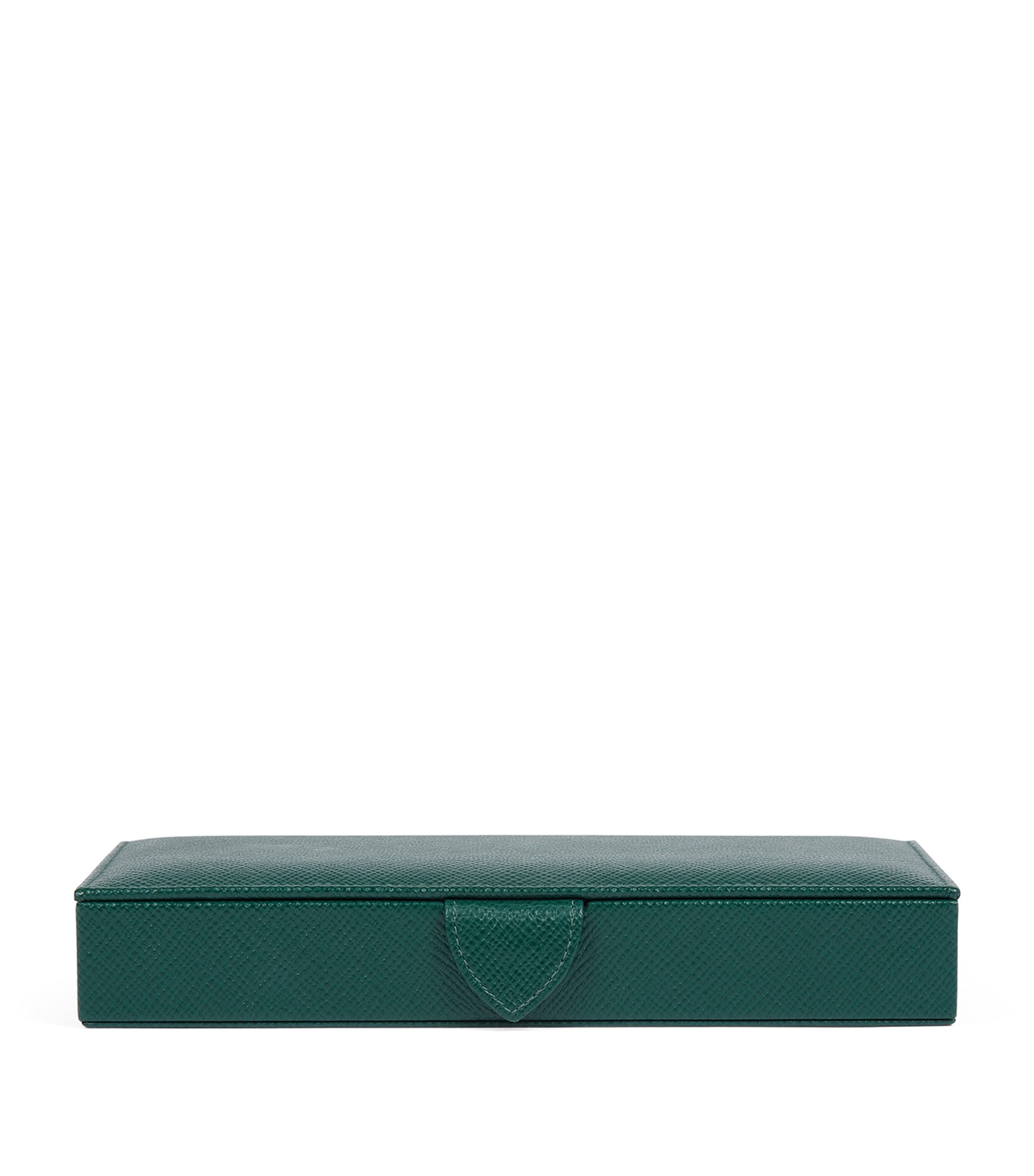 Smythson Cufflink Box In Panama In Green