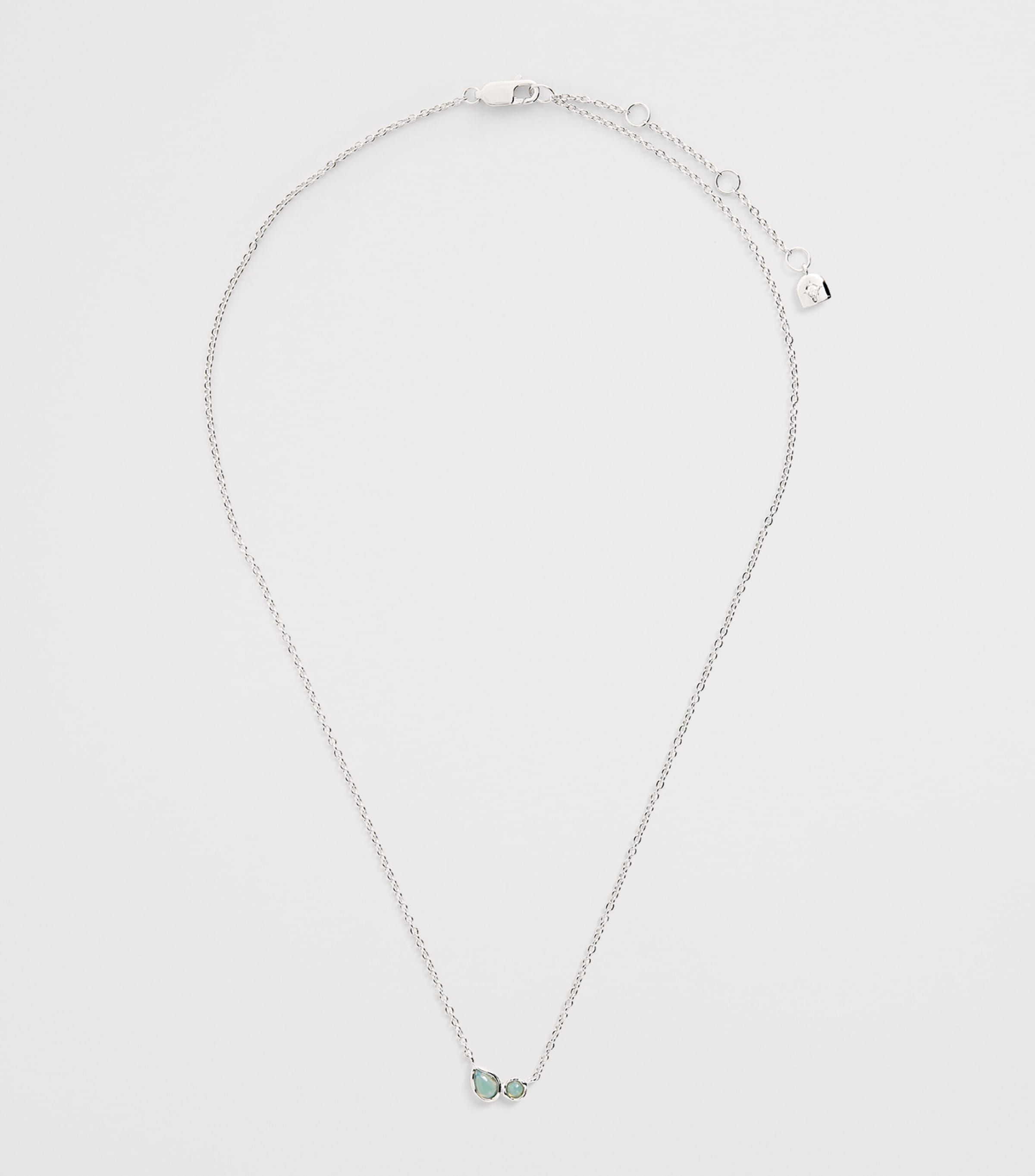 Sterling Silver Opal Cluster Charm Necklace SILVER Image 3