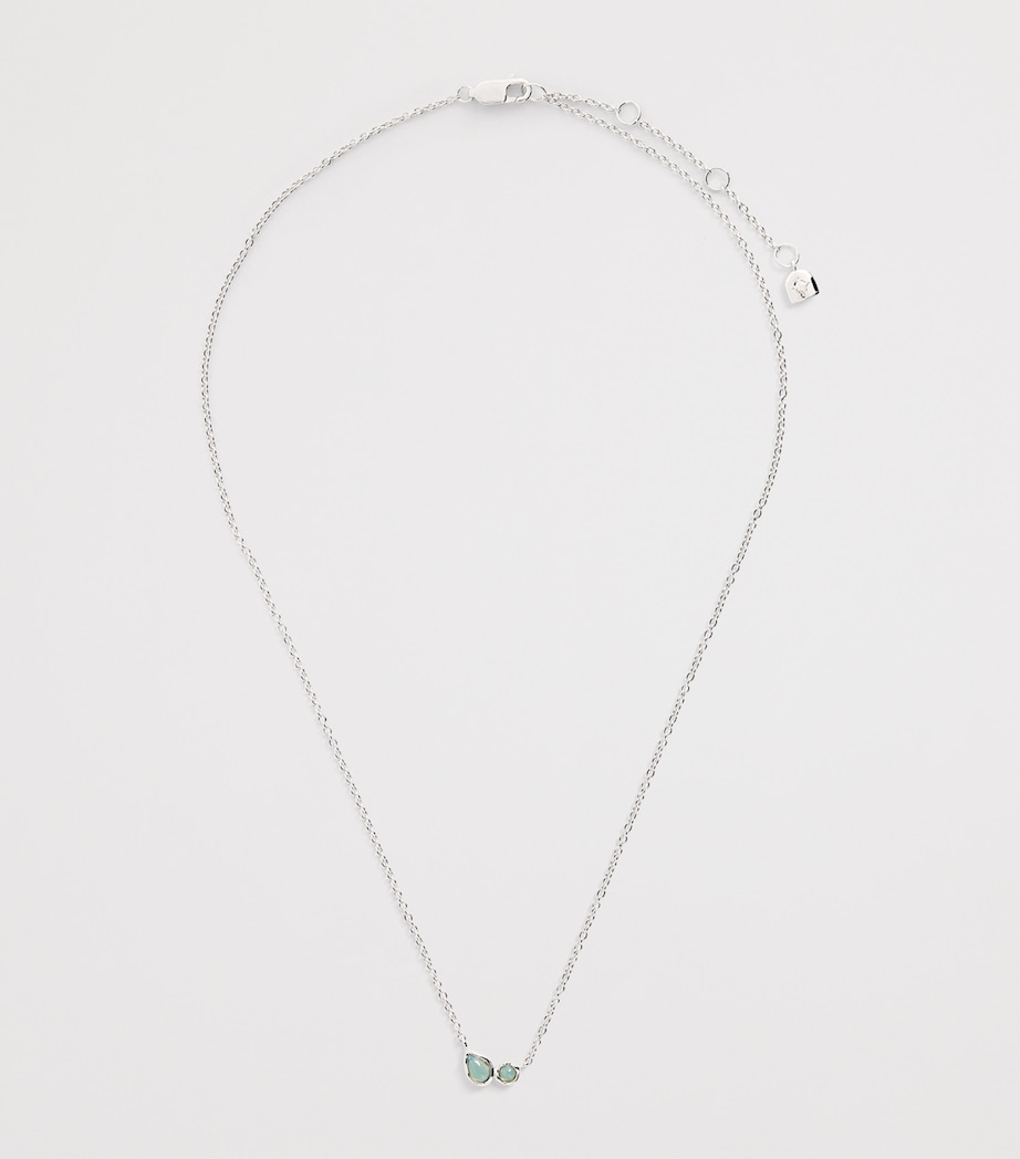 Sterling Silver Opal Cluster Charm Necklace SILVER Image 3