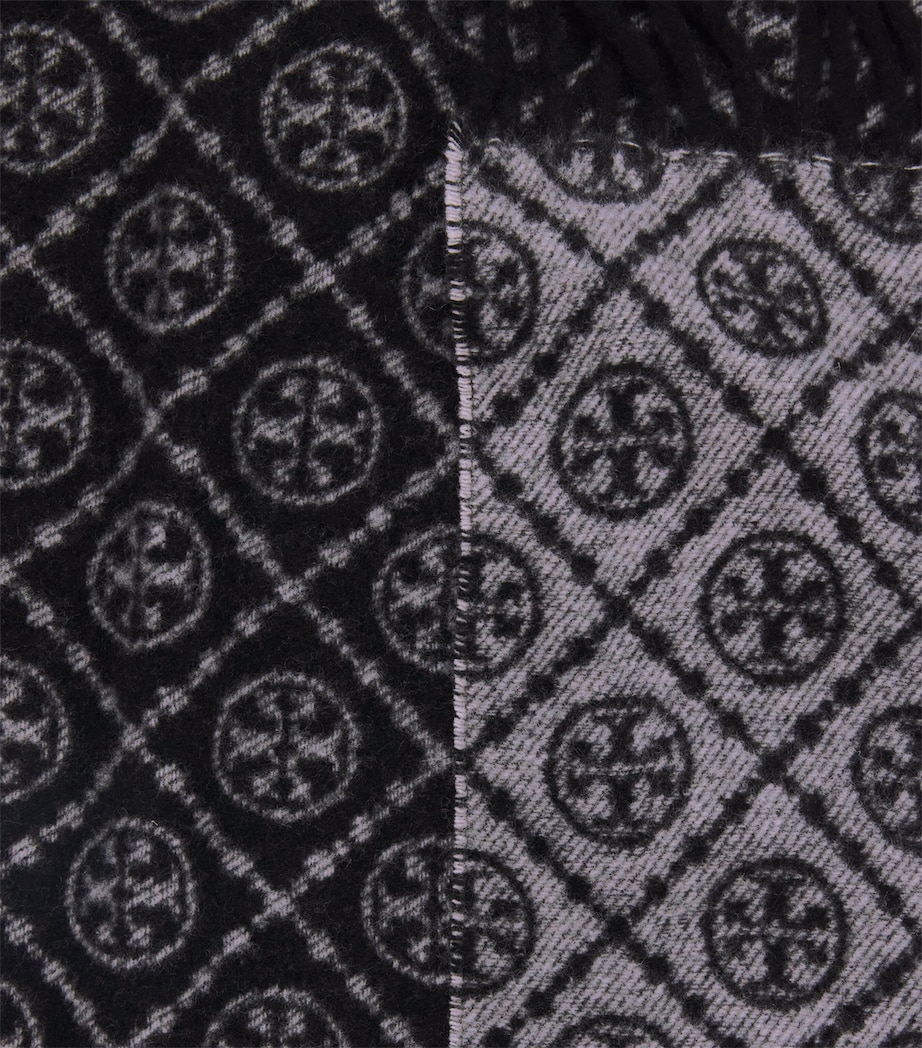 Wool-Cashmere Monogram Scarf BLACK 001 Image 4