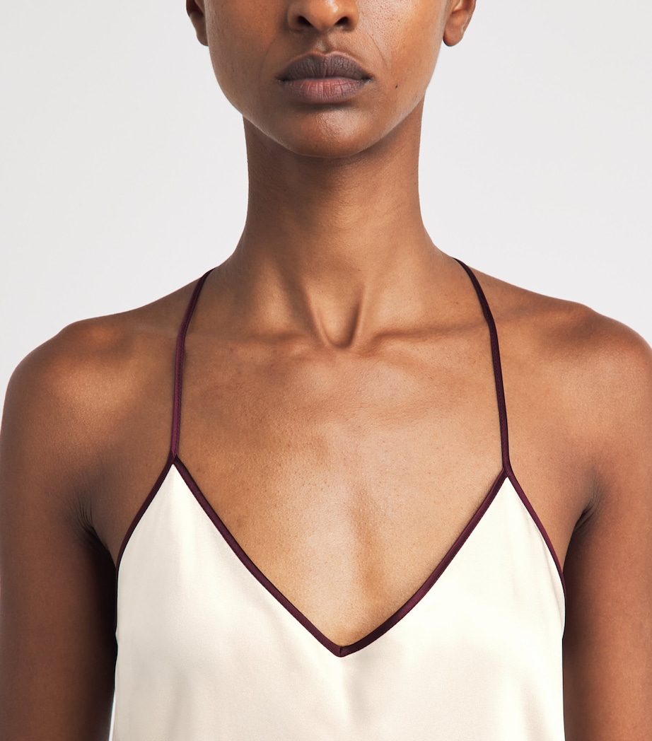 Olivia von Halle Womens Silk Gala Slip Midi Dress Bone Image 3