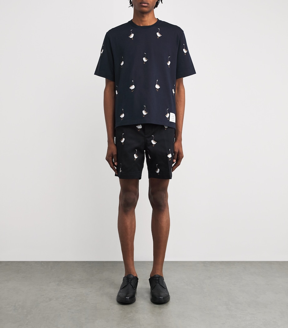 Cotton Embroidered Geese T-Shirt NAVY Image 2