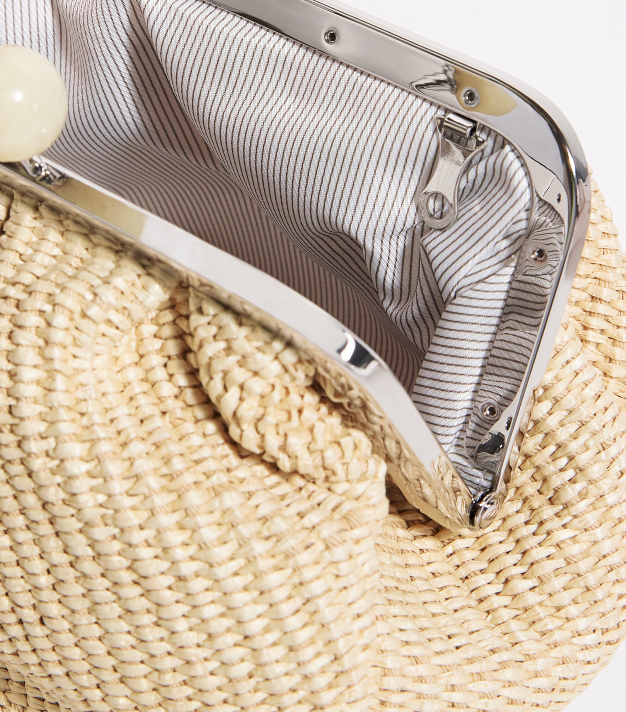 Small Raffia-Effect Pasticcino Bag MILK Image 4