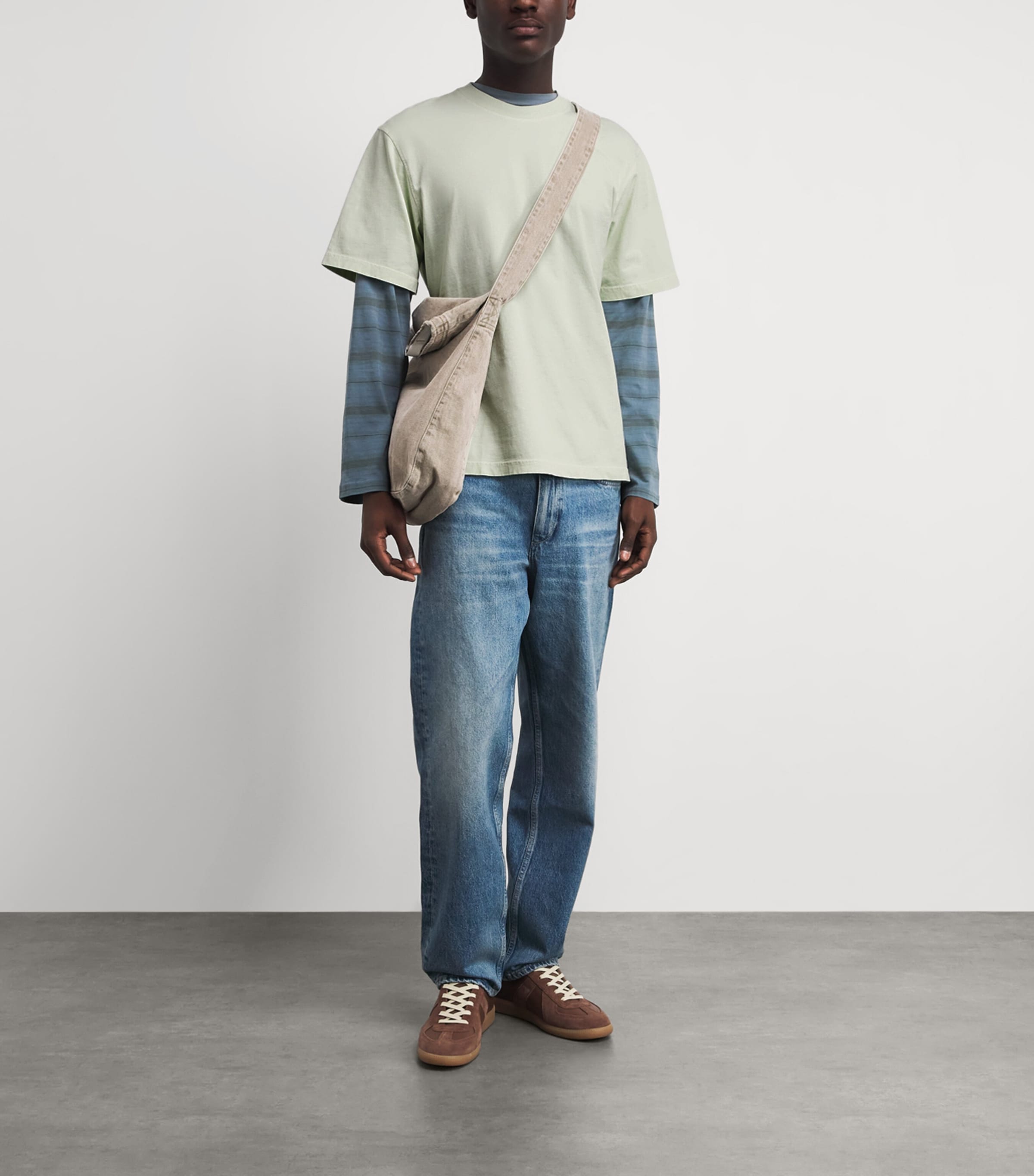 AGOLDE Mens Cotton Asha T-Shirt Mint Crm Seafoam Grn Image 2