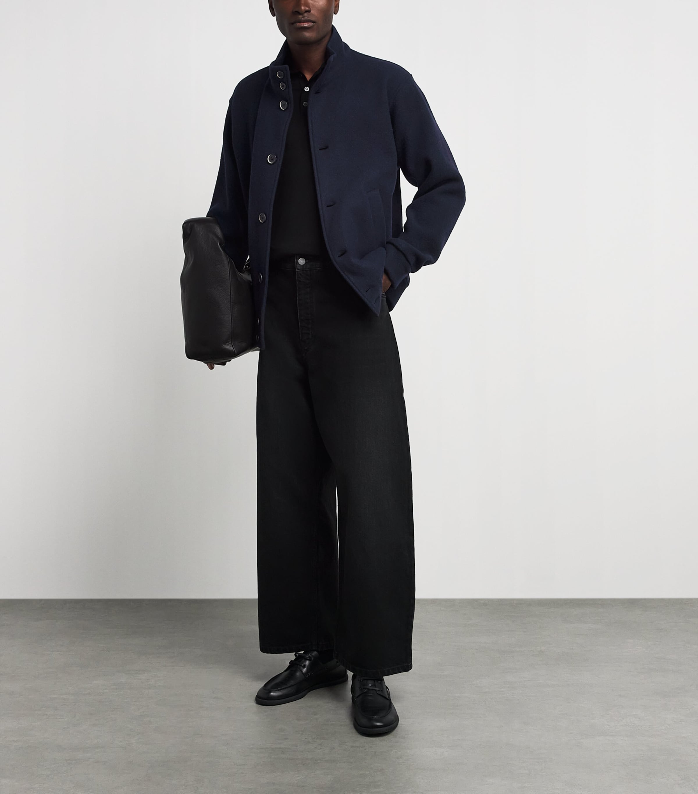Barena Mens Wool-Blend Windbreaker Jacket Navy Image 2