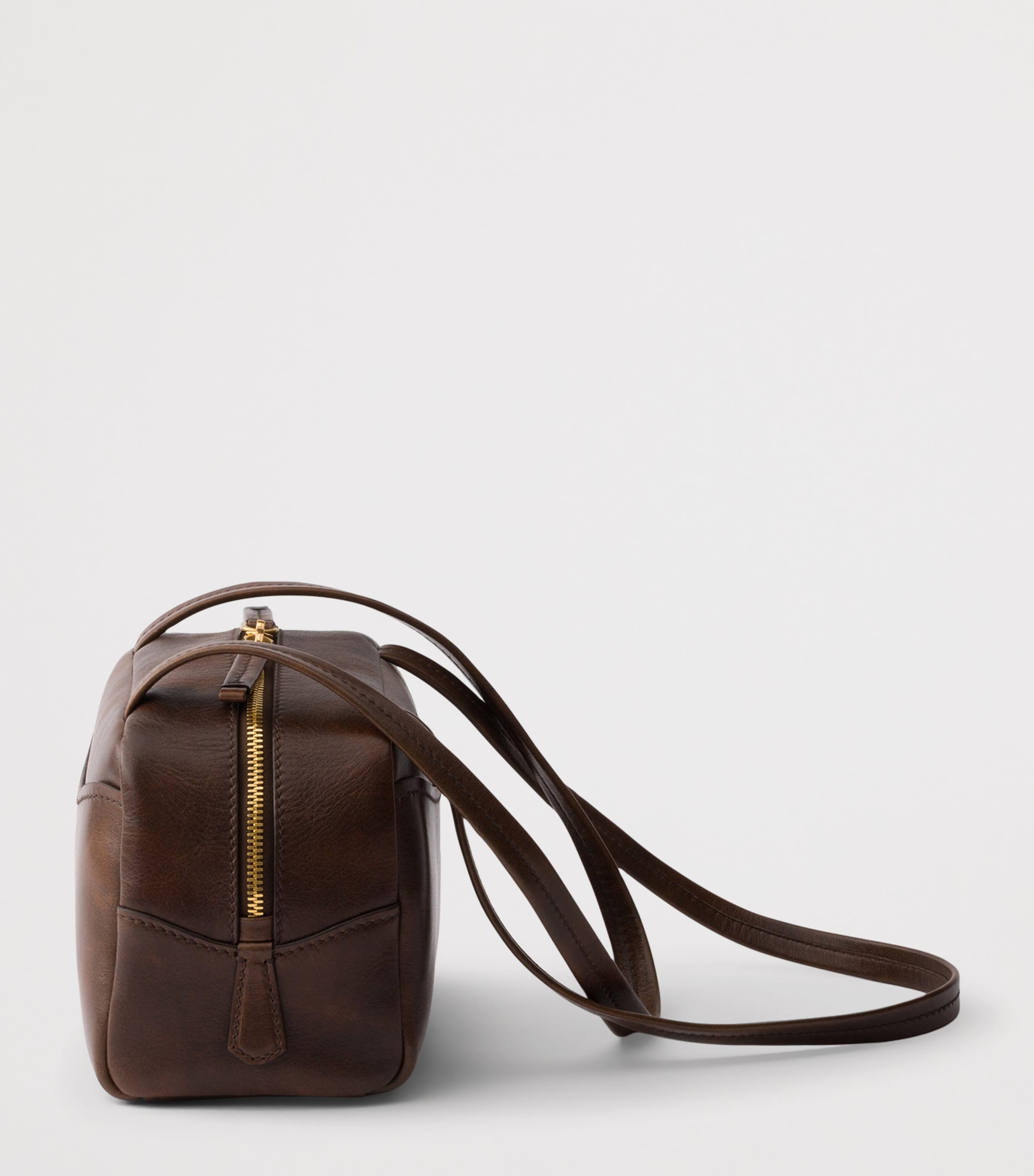 Prada Mini Antique Leather Carry Top-Handle Bag Brown Image 5