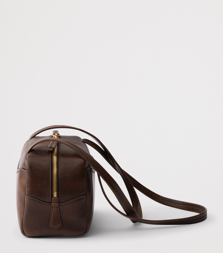 Prada Mini Antique Leather Carry Top-Handle Bag Brown Image 5