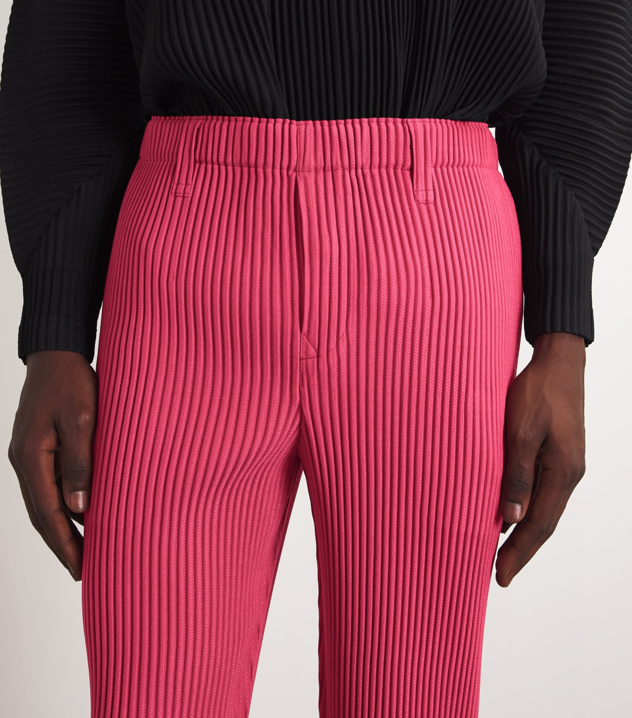 Homme Plissé Issey Miyake Mens Pleated Straight Trousers Pink Image 4