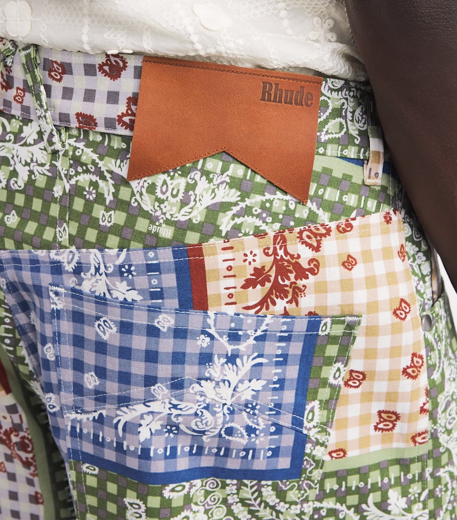 Linen-Cotton Bandana Print Shorts MULTI/ 0108 Image 6