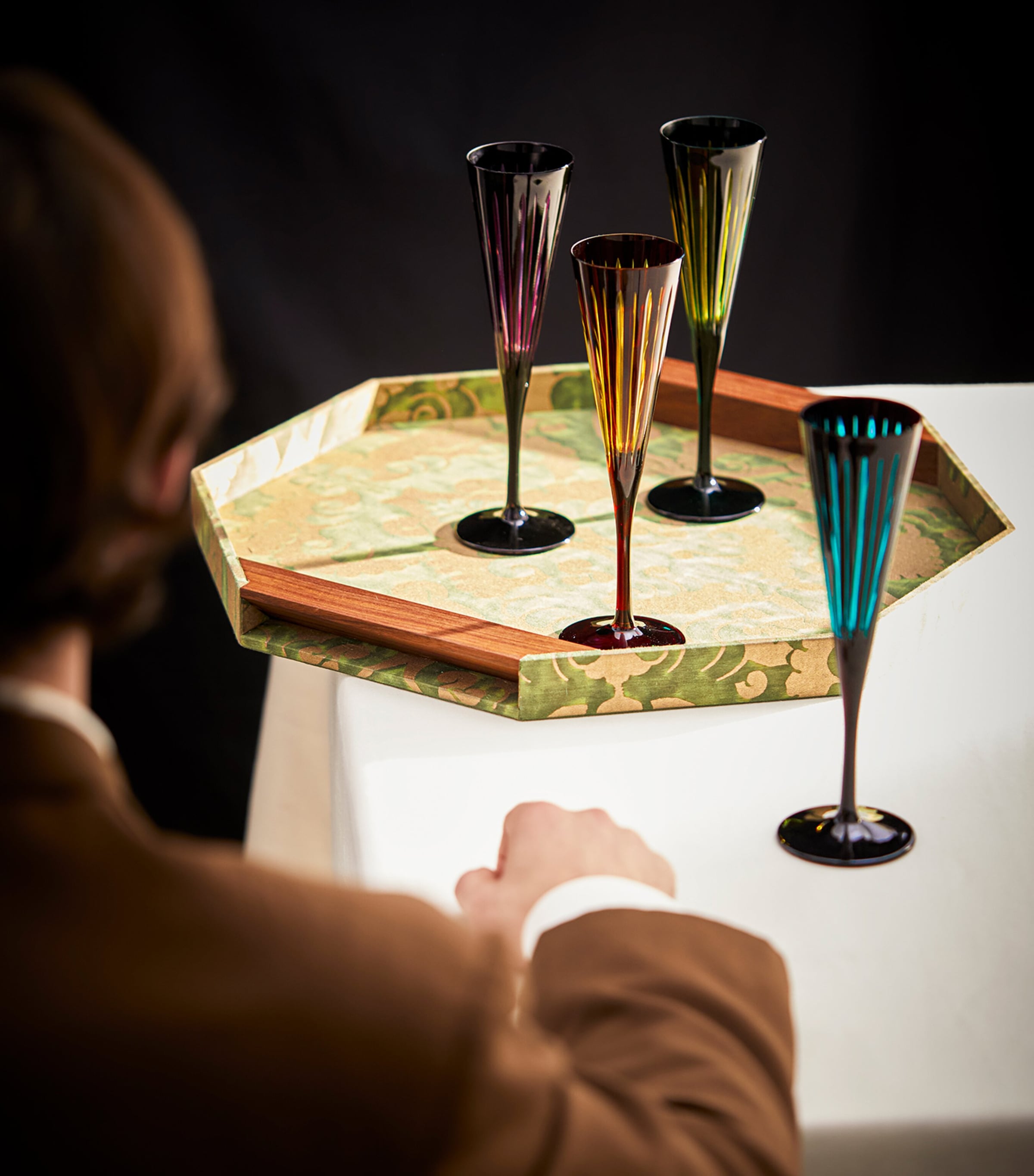 L'Objet Prism Champagne Flutes (Set of 4) Green Image 5