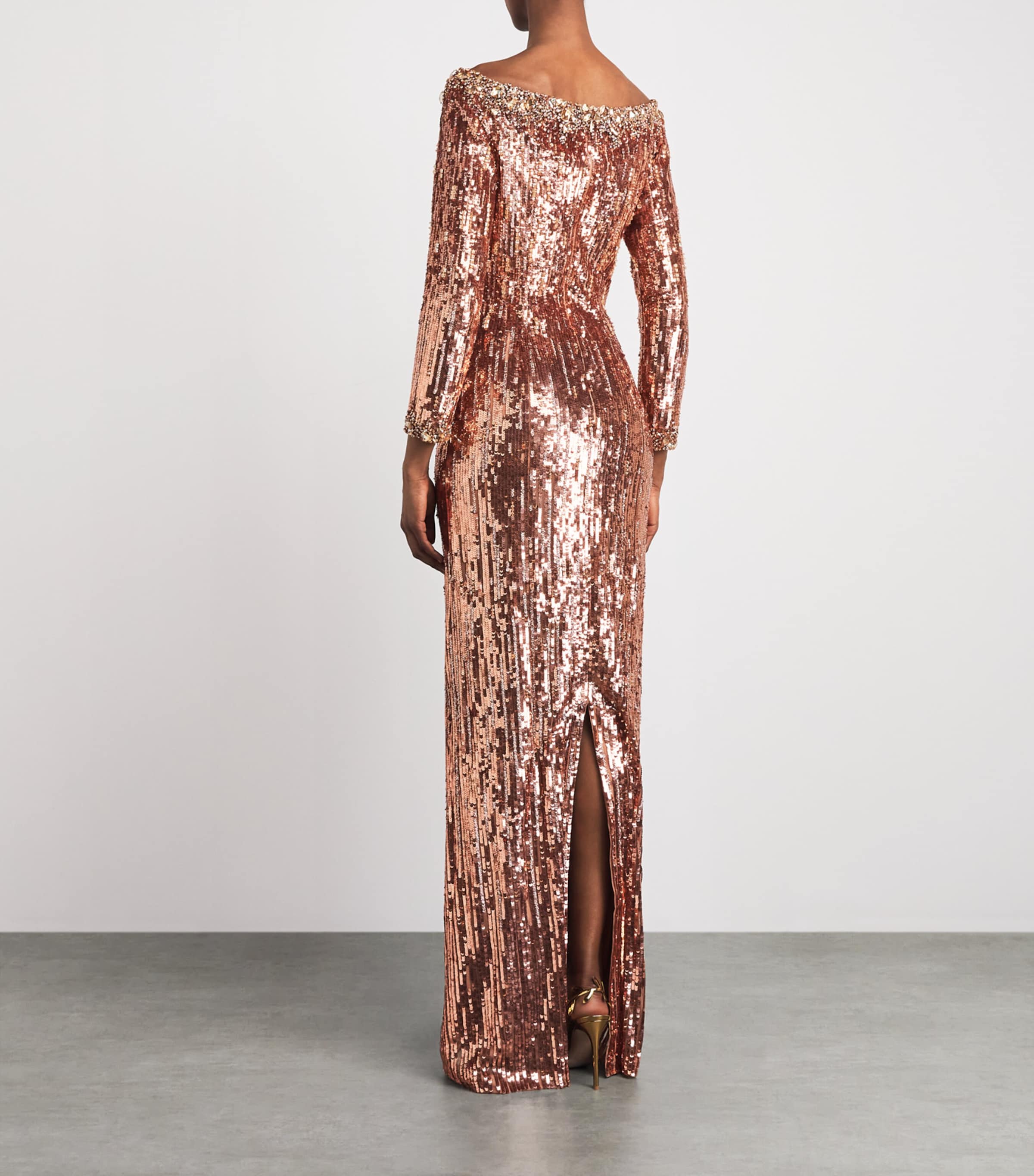 Jenny Packham Womens Sequinned Marnie Gown Sable Image 4