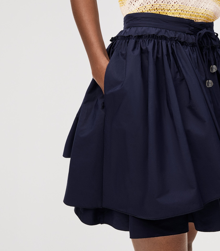 LOEWE Womens x Paula's Ibiza Cotton Drawstring Mini Skirt Navy Blue Image 5