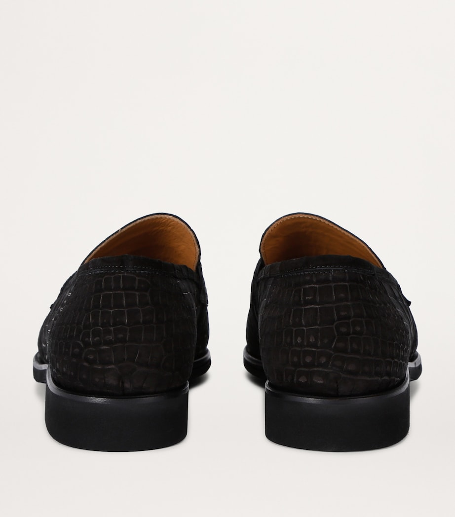 Alligator Leather Penny Loafers BLACK Image 2