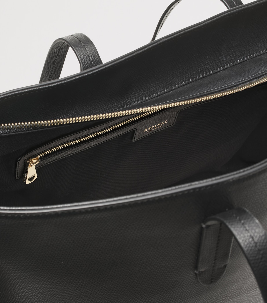 Leather East West Tote Bag BLACK Image 5
