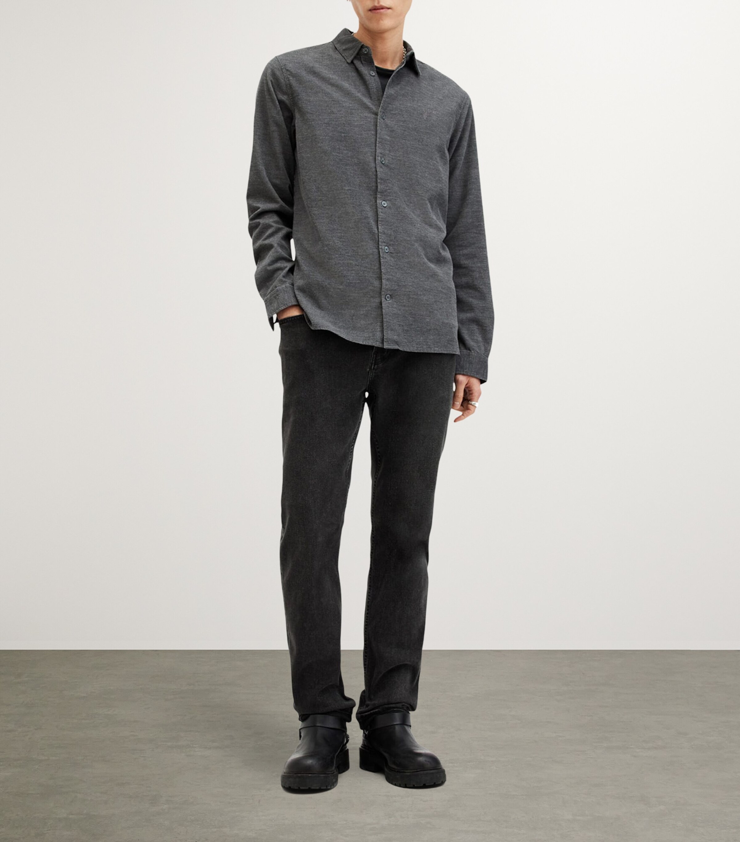 AllSaints Mens Ramskull Lorella Shirt Nite Blue Image 2