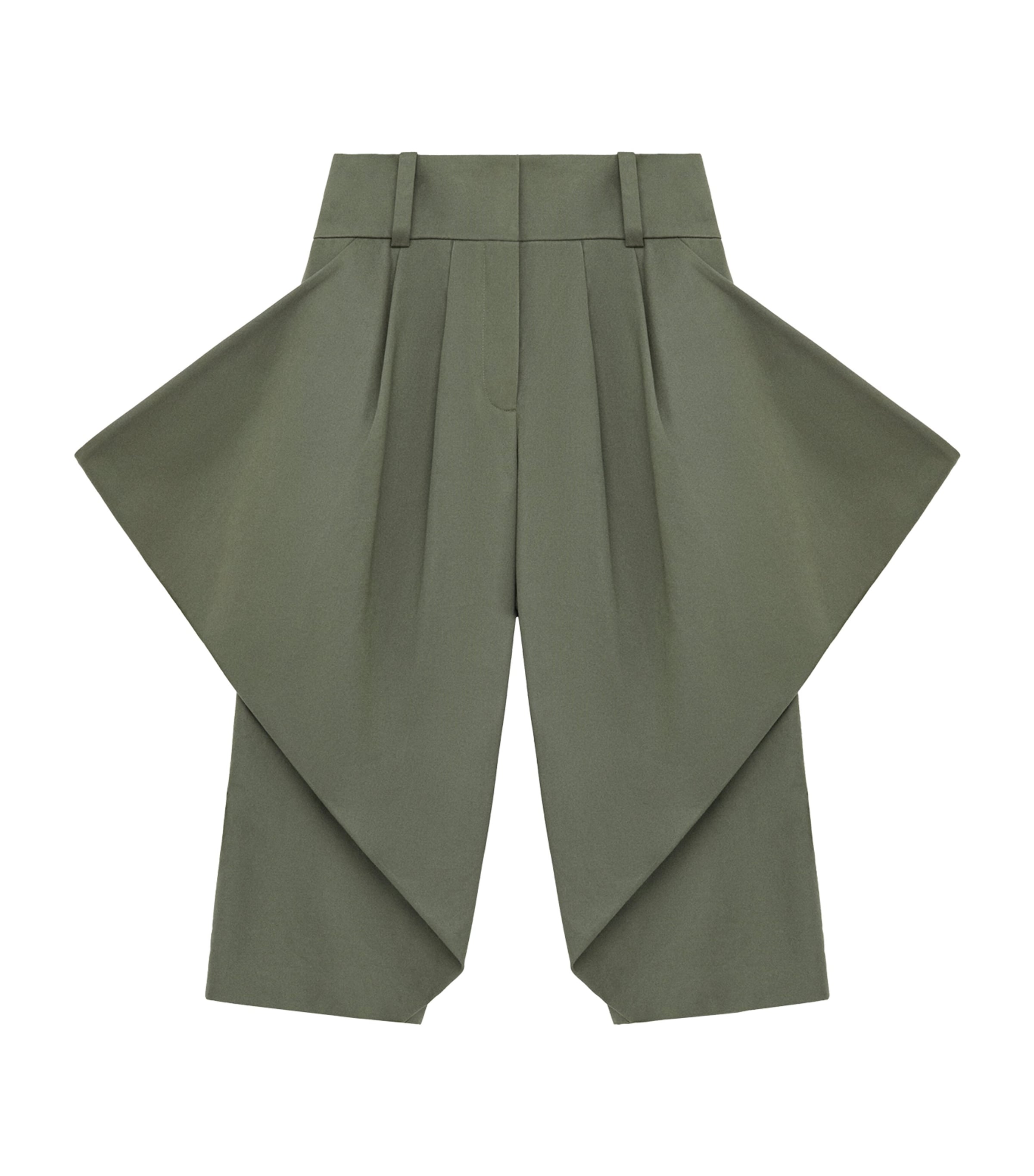 Loewe Cotton Folded Cropped Trousers In Green