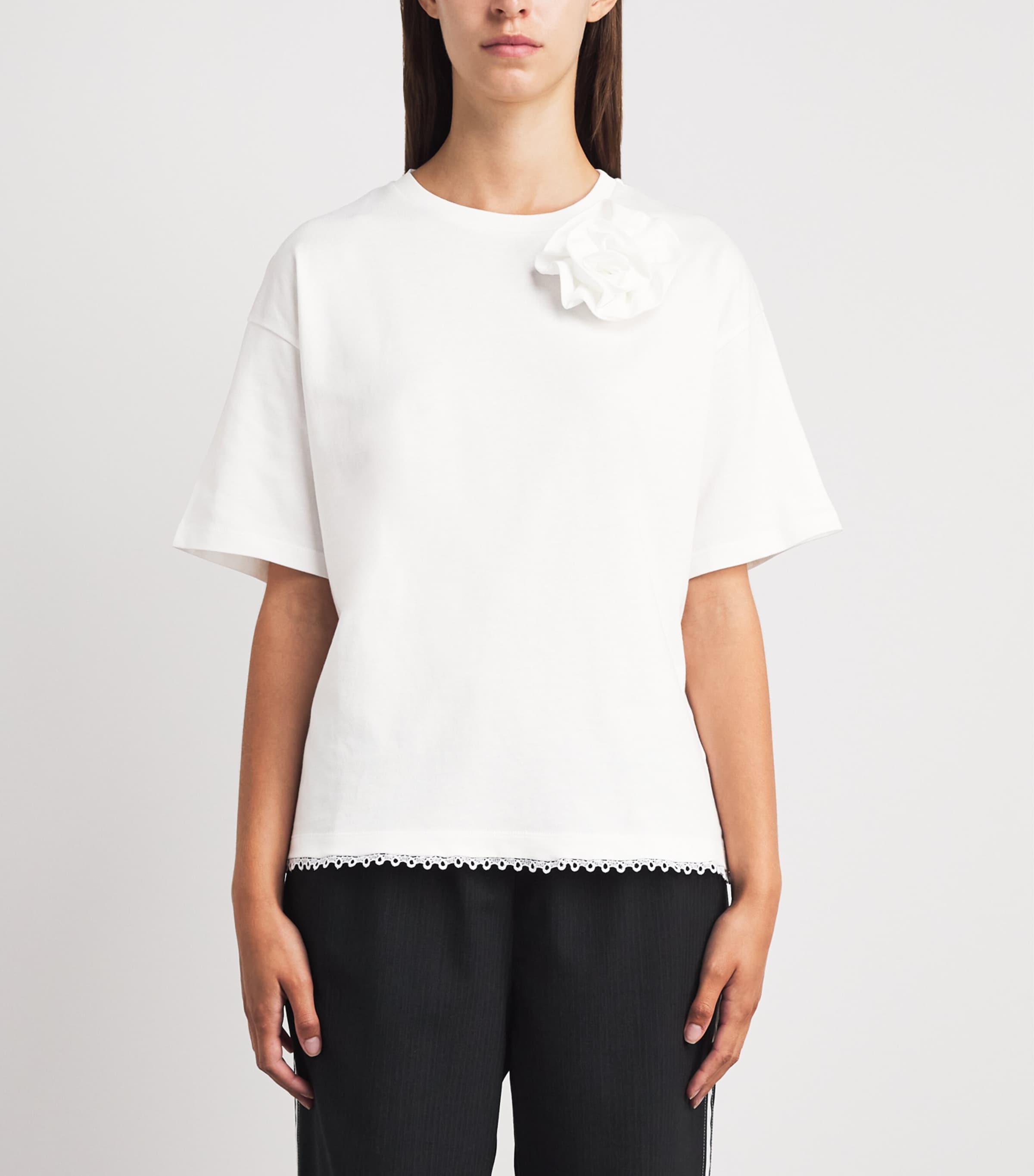 Claudie Pierlot Womens Cotton Floral Brooch T-Shirt Ecru Image 4
