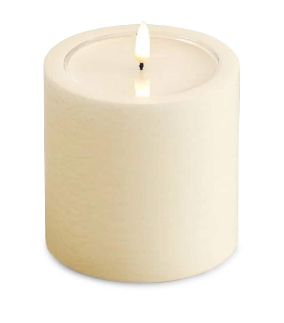 Deluxe Homeart Unique Pillar Candle (10cm) Cream Image 1