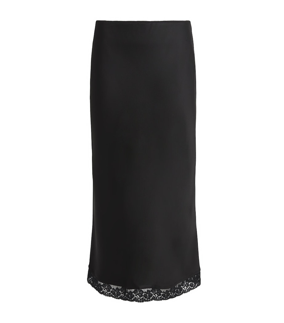 Lace-Trim Midi Skirt 1 BLACK Image 1