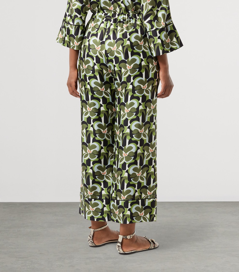 Marina Rinaldi Womens Silk Cropped Wide-Leg Trousers Olive Green Image 4