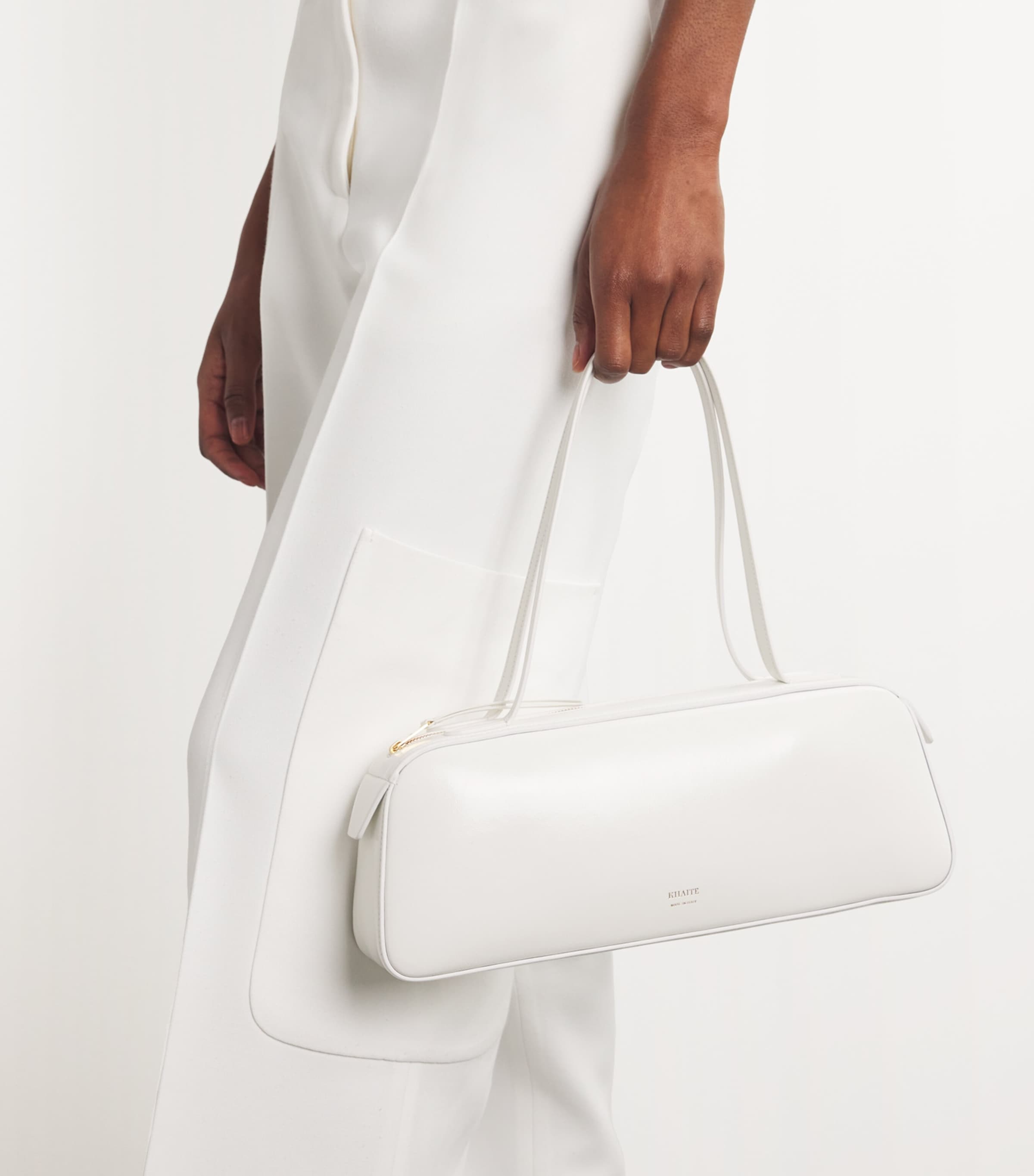 Khaite Leather Simona Shoulder Bag Optic White Image 2