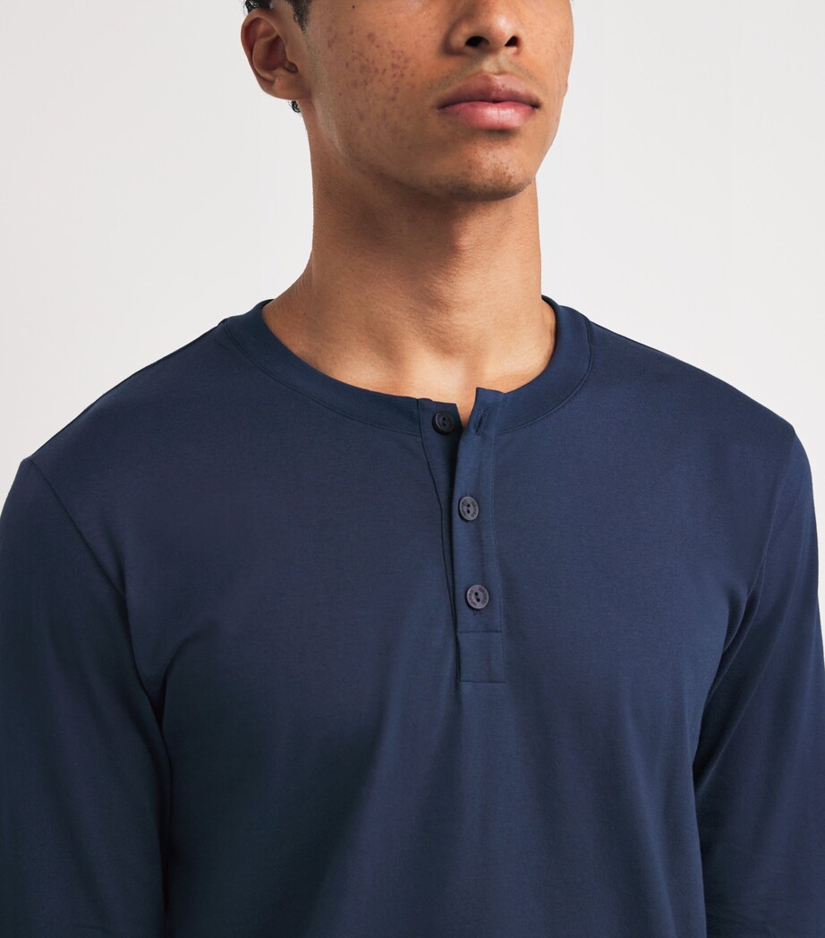 Cotton Night & Day Living Henley Shirt 1610 DEEP NAVY Image 7