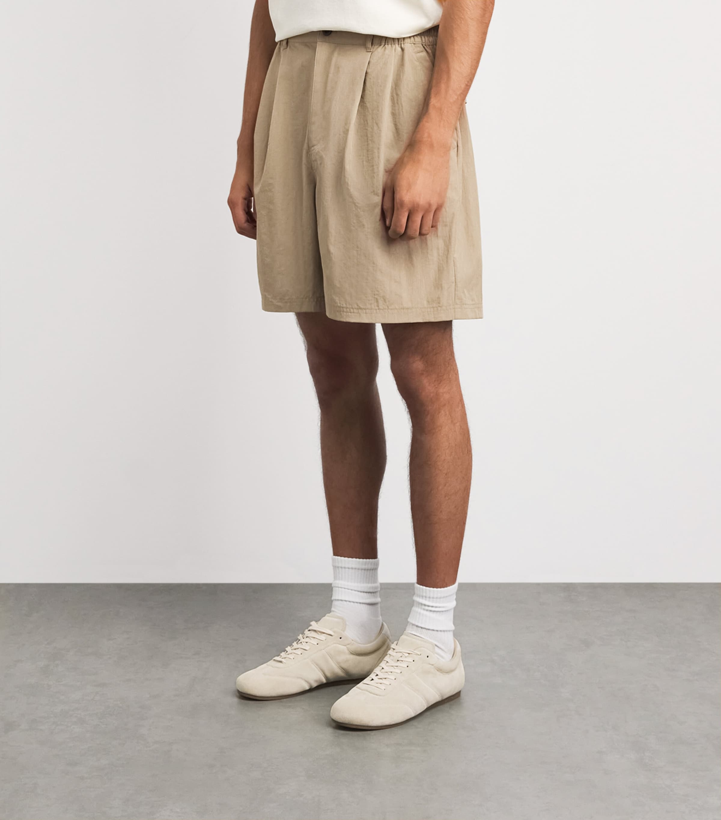 Picante Mens Crinkled Pleated Shorts Taupe Image 4