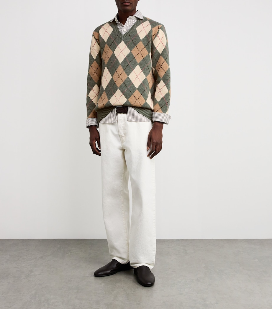 Polo Ralph Lauren Mens Cotton-Wool Argyle Sweater Green Image 2