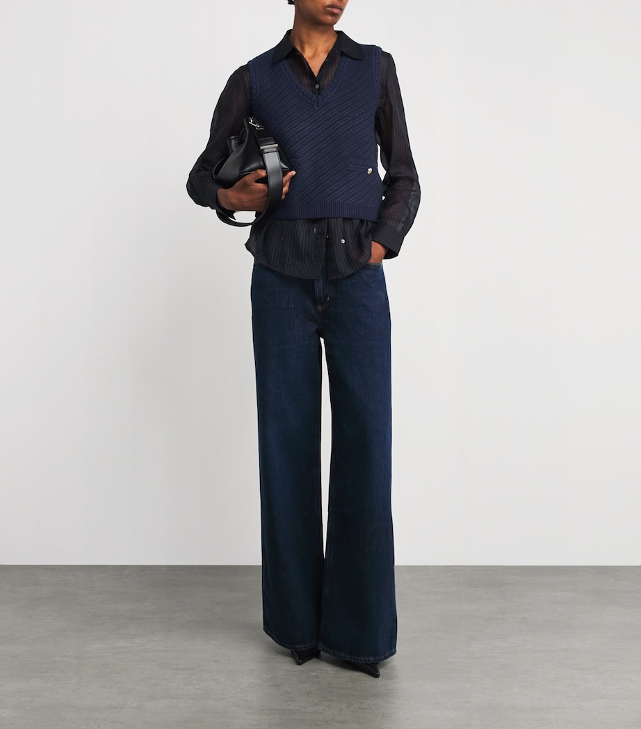 Cotton-Blend V-Neck Claire Vest INDGO Image 2