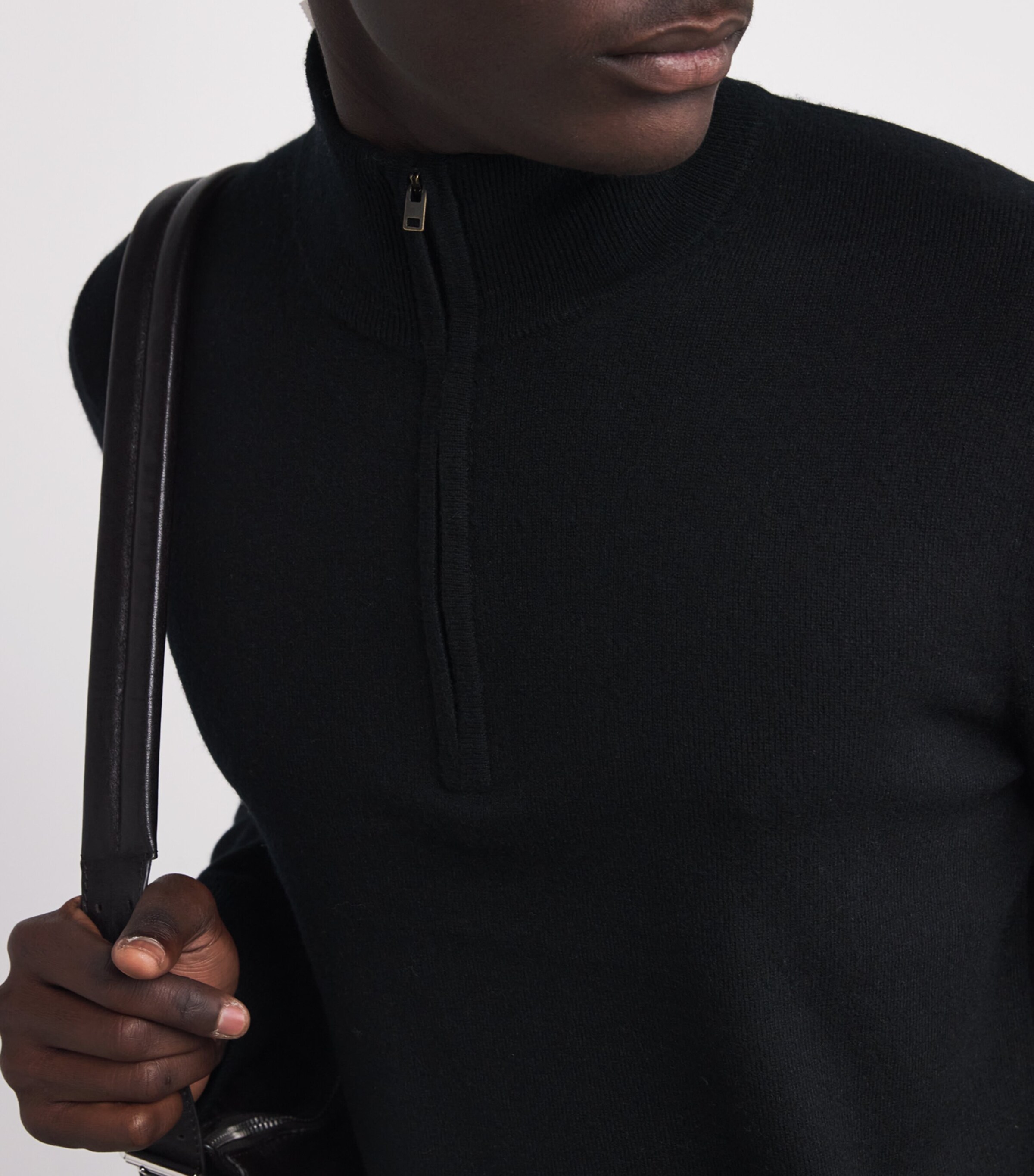 Cashmere Quarter-Zip Sweater 001BLK BLACK Image 6