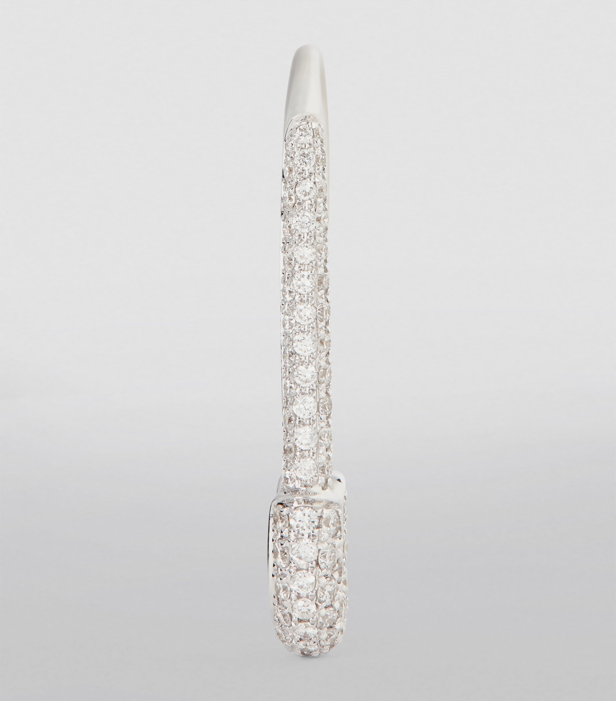 White Gold and Diamond Safety Pin Single Left Earring WHITE GOLD Image 2