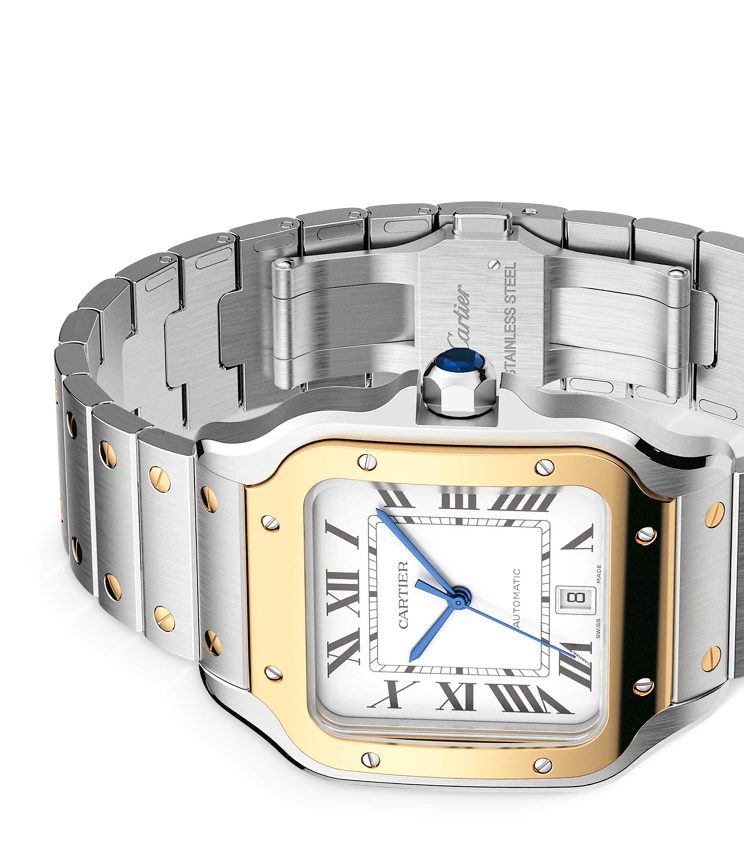 Stainless Steel and Yellow Gold Santos de Cartier Watch 39.8mm WHITE Image 4