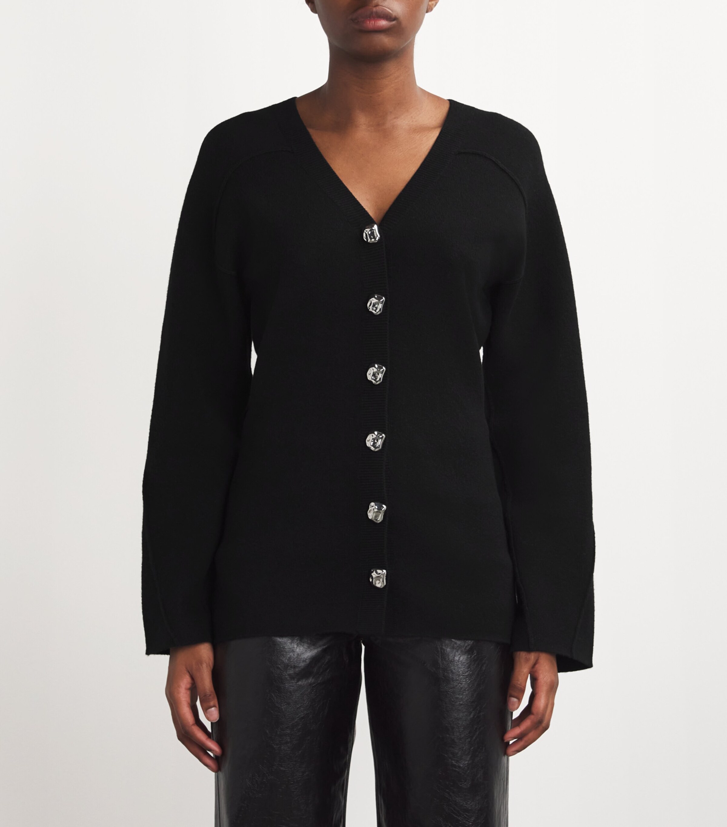 Rag & Bone Womens Wool-Blend Bridget Cardigan Black Image 3