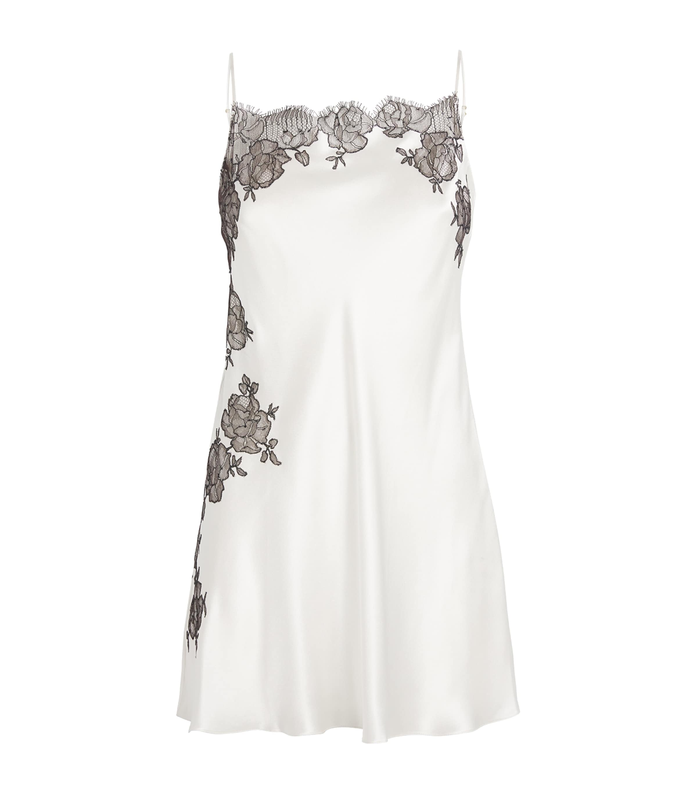 Carine Gilson Silk Lace-trim Short Slip Dress In White