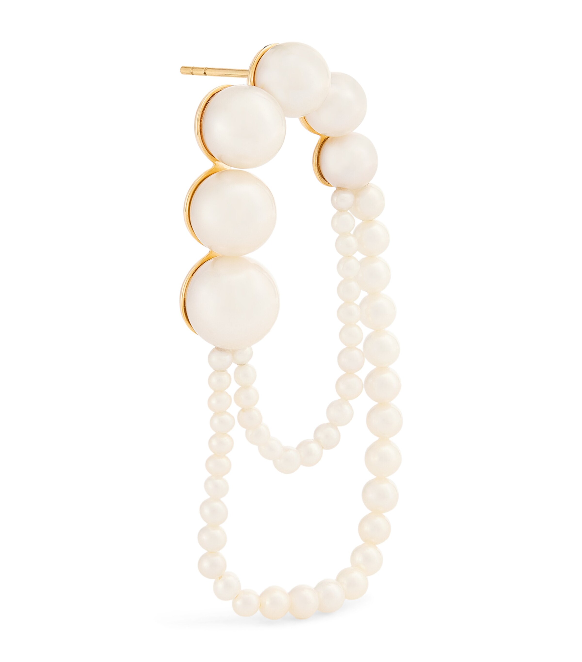 Sophie Bille Brahe Yellow Gold and Pearl Embrassée de Perle Single Left Earring | Fine Jewellery | Fine Earrings | Single Earrings | Designers | Sophie Bille Brahe