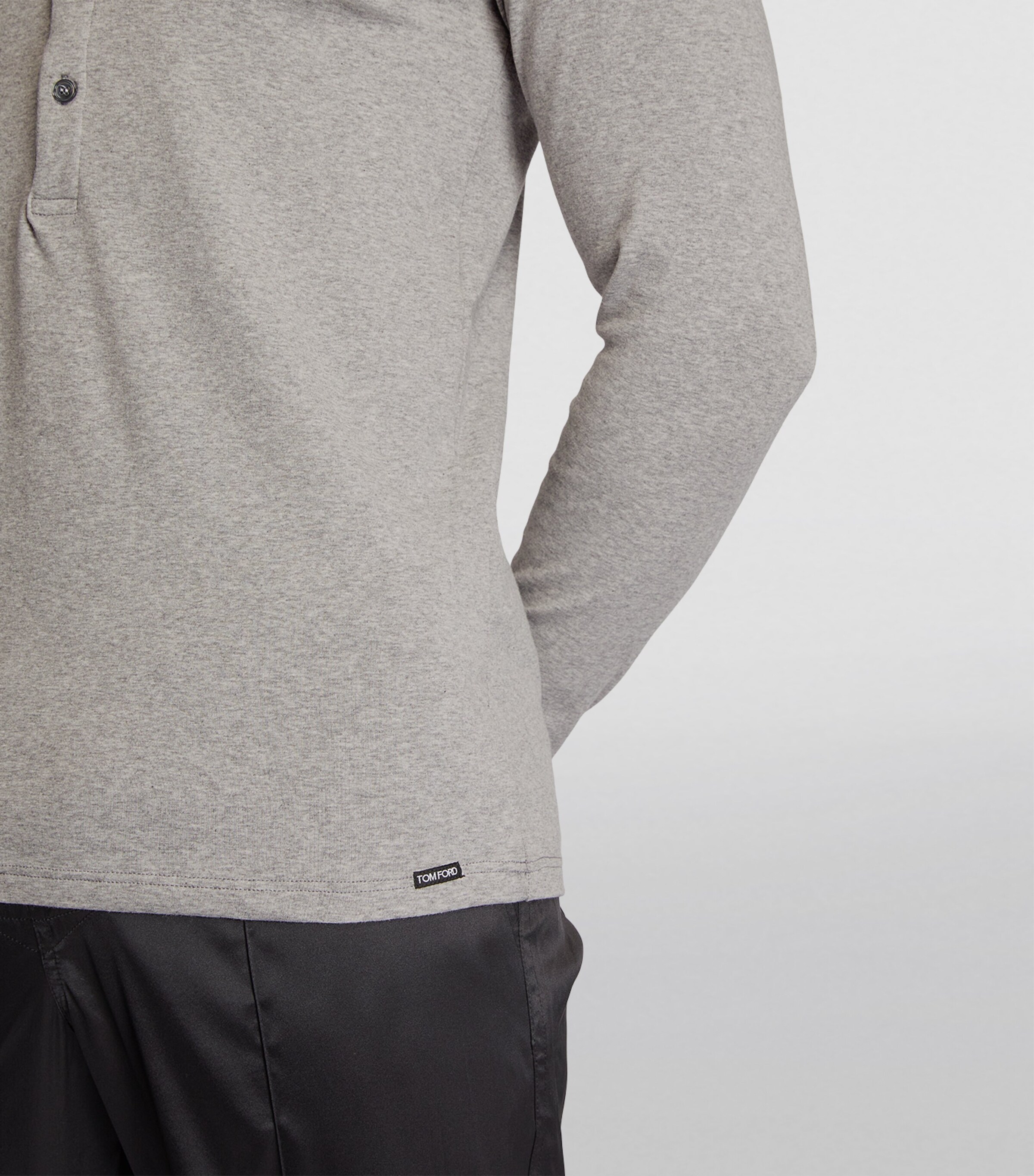 Cotton-Blend Lounge Henley Top 020 GREY Image 7