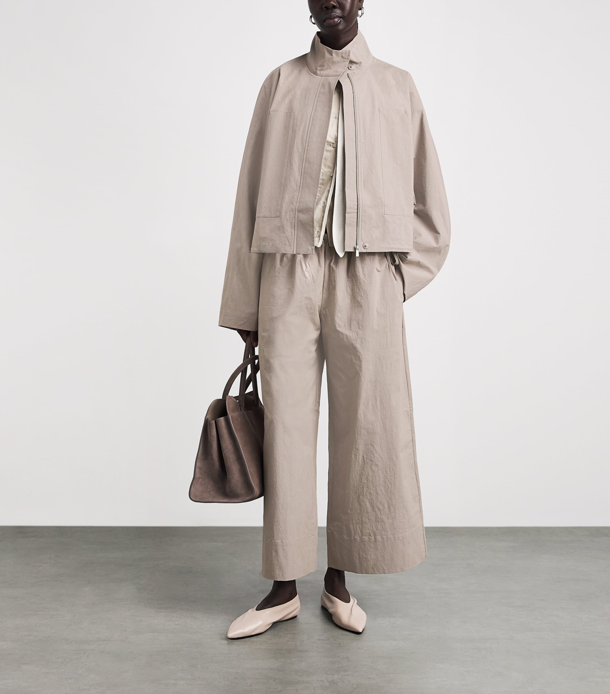 St. Agni Womens Stretch-Organic Cotton Carpenter Jacket Grey Stone Image 2