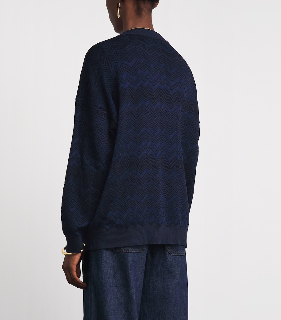 Missoni Womens Chevron V-Neck Sweater Navy Blue Image 5
