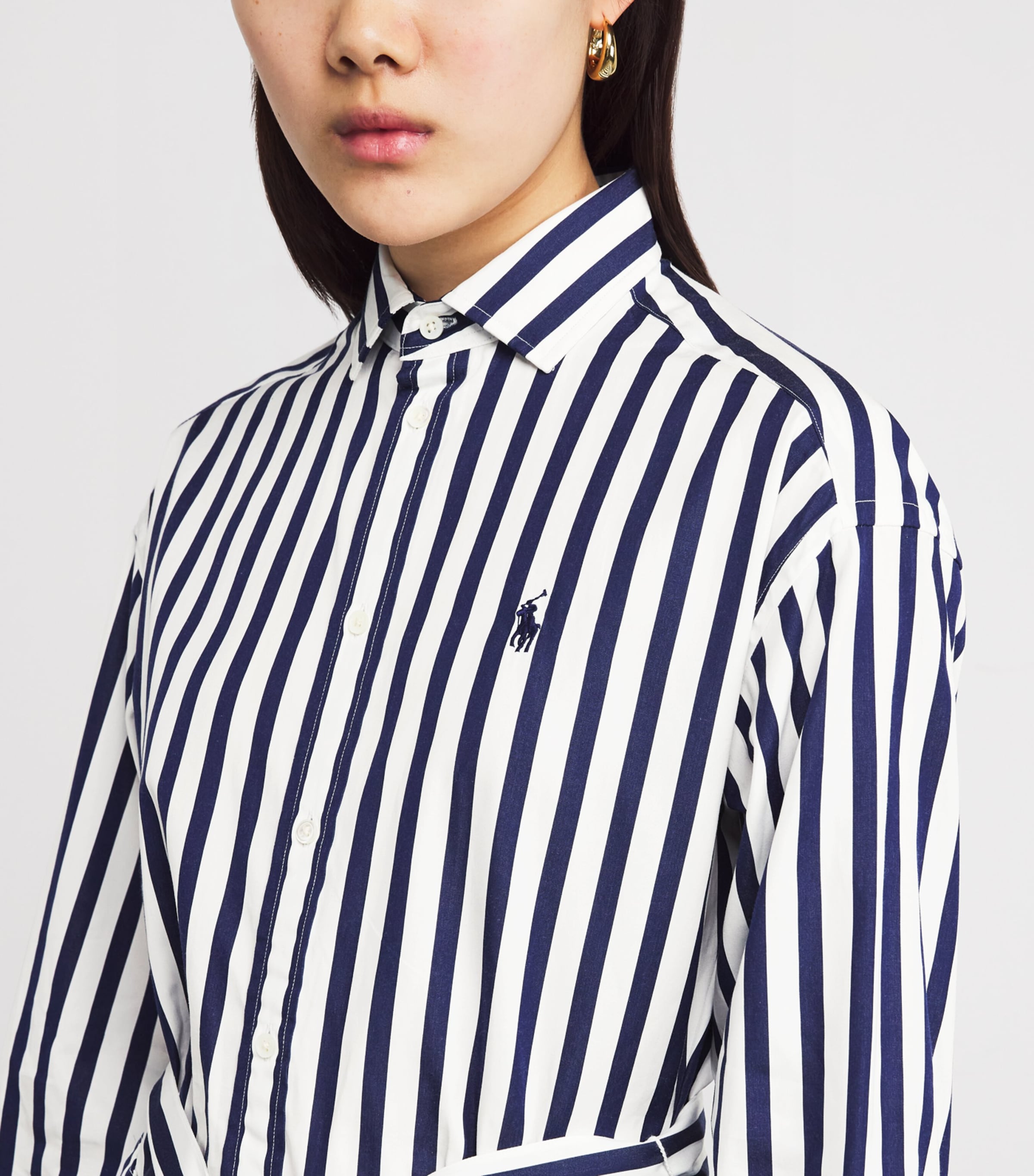 Polo Ralph Lauren Womens Stripe Polo Pony Mini Shirt Dress Nvy/w Image 6