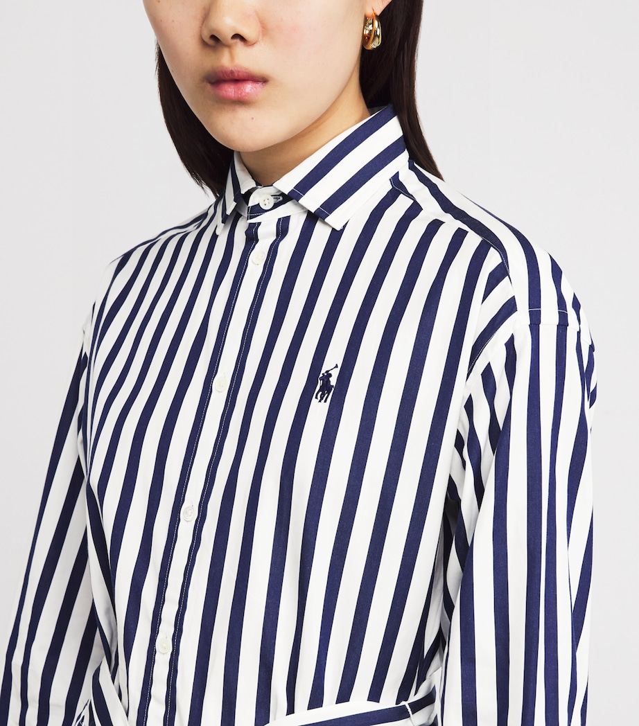 Polo Ralph Lauren Womens Stripe Polo Pony Mini Shirt Dress Nvy/w Image 6