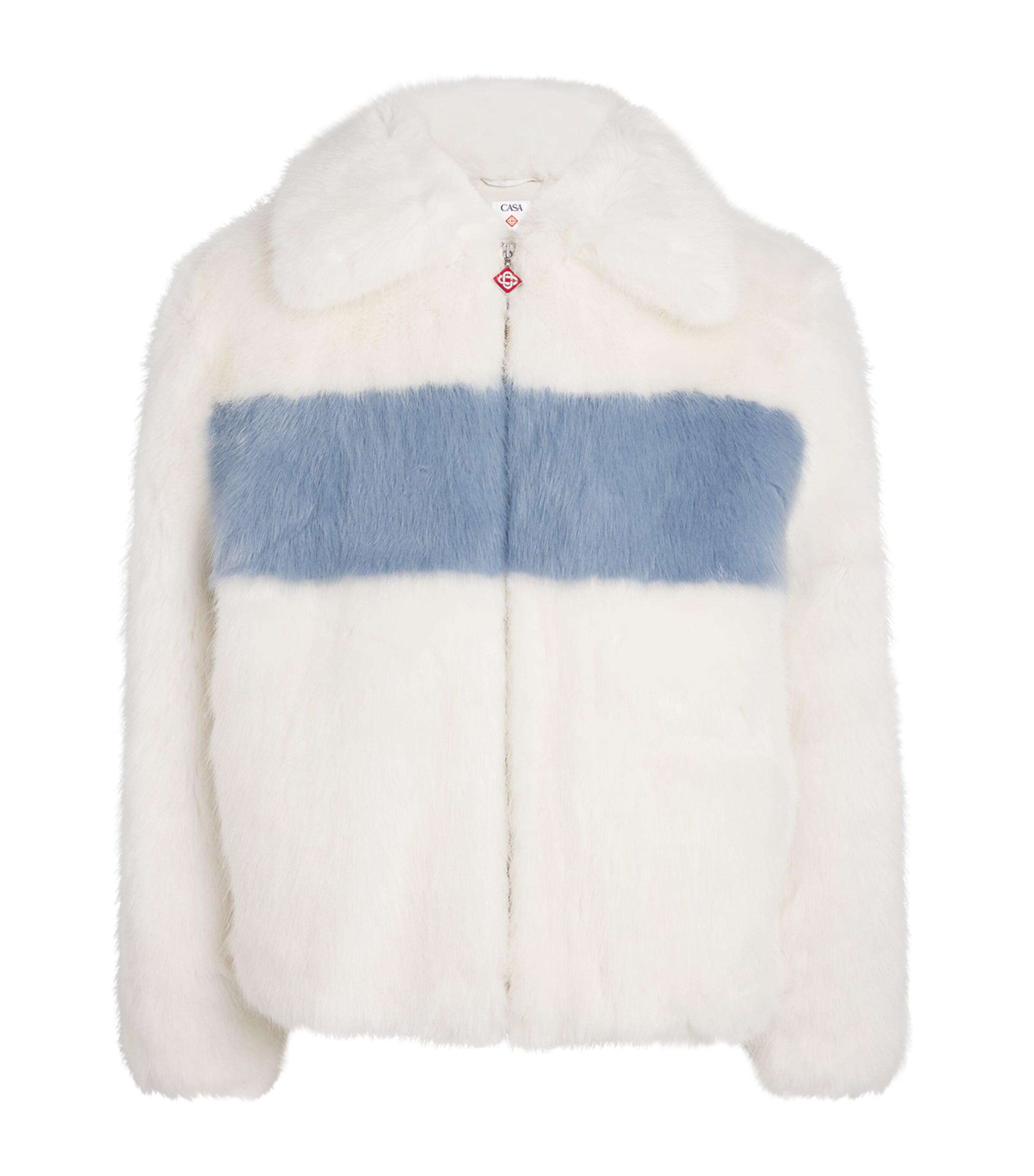 Faux Fur Contrast Coat WHITE Image 1