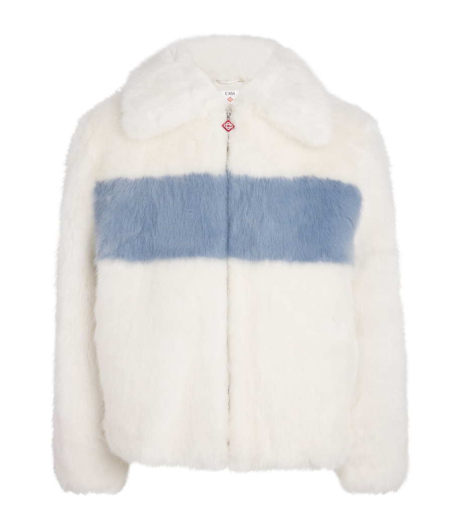 Faux Fur Contrast Coat WHITE Image 1