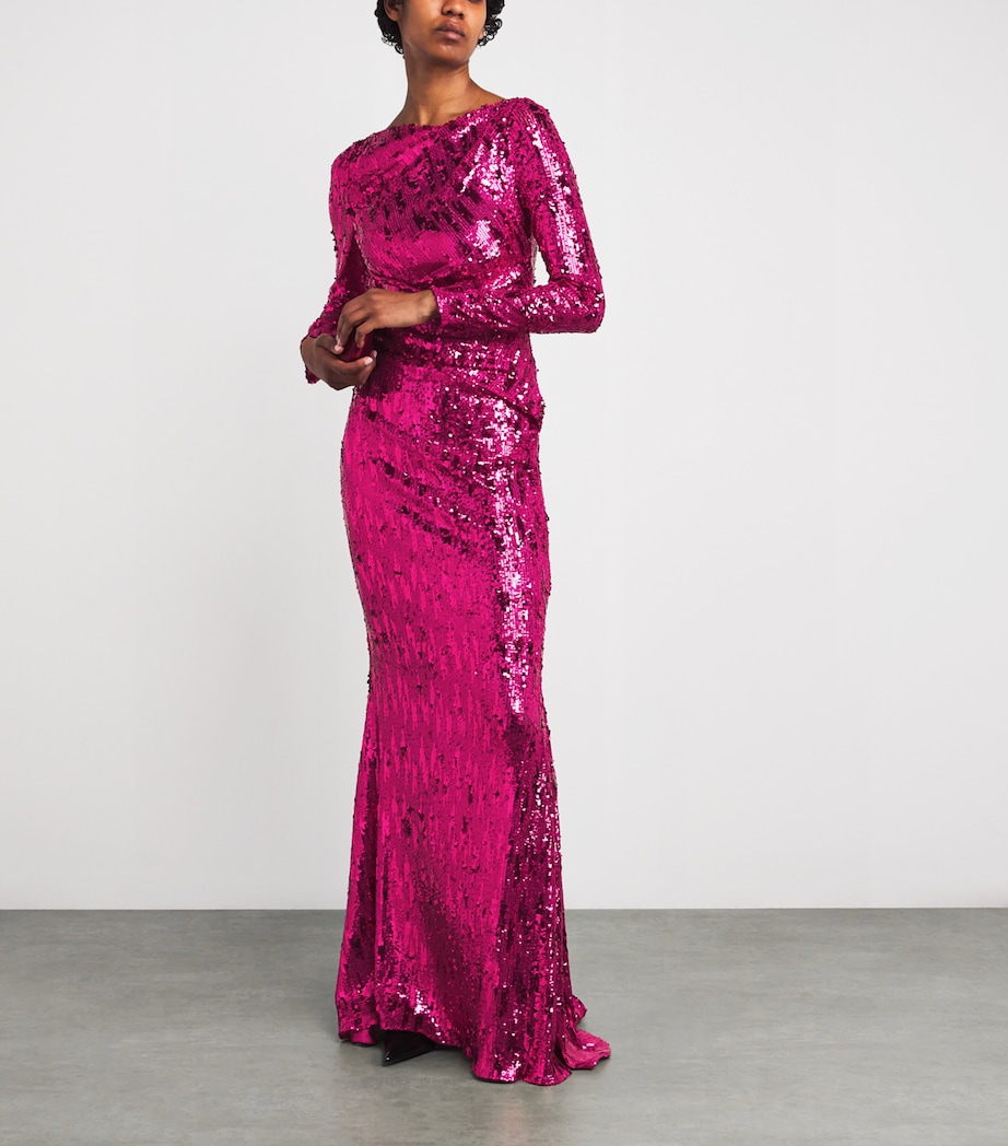 Draped Sequinned Gown FUCHSIA Image 2