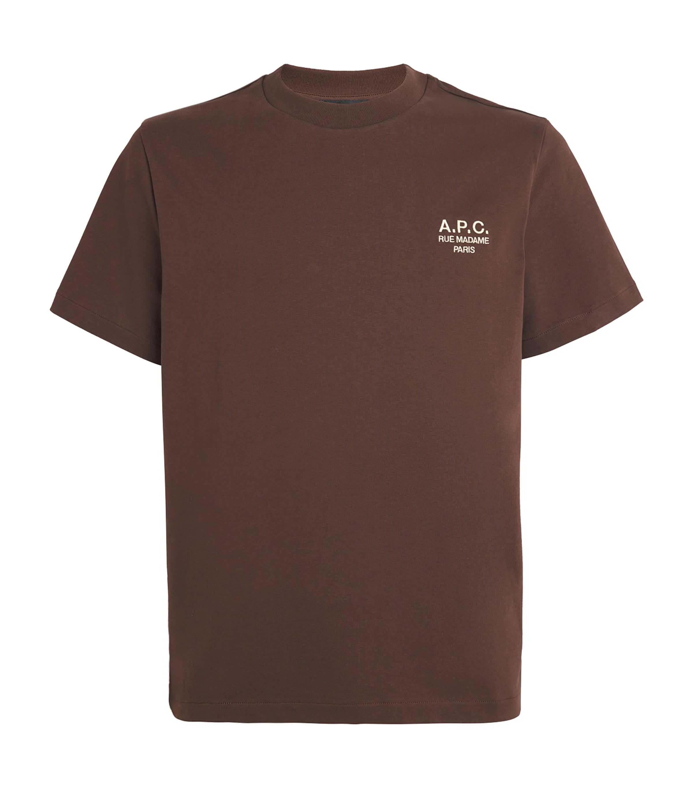 Apc A.p.c. A.p.c. Brown T-shirt With Embroidered Logo In Brown