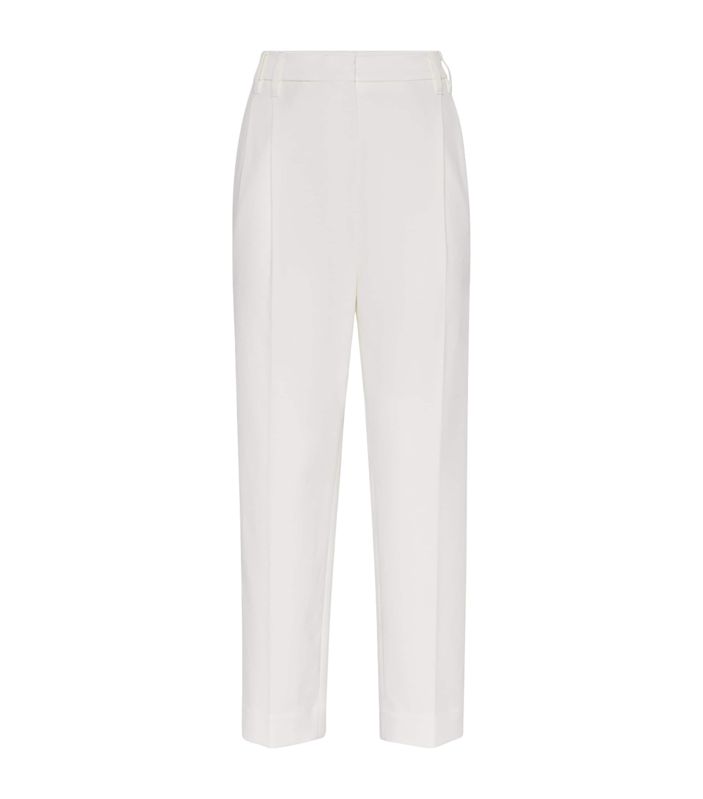 Brunello Cucinelli Stretch-cotton Relaxed Trousers In White