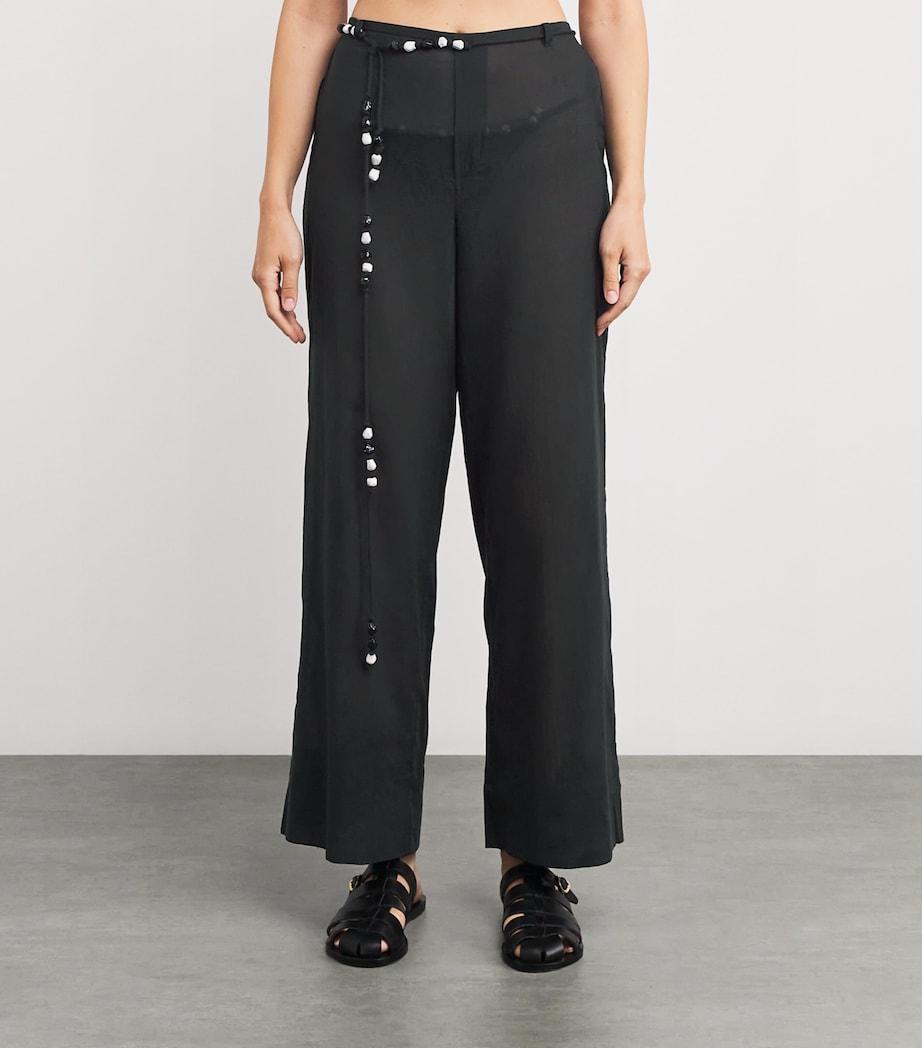Cotton Wide-Leg Azura Trousers BLACK Image 3
